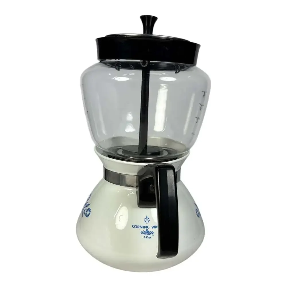 Corning Ware Vintage Blue Cornflower 6 Cup Drip-O-Lator Coffee Maker P-114-U